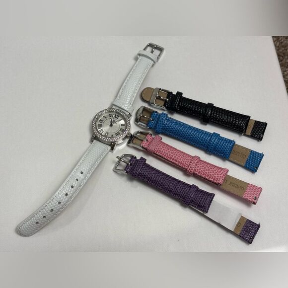 Invicta 21996 Angel Women's 33mm Quick Pin Leather Strap 5-in-1 Silver Watch Set - Picture 3 of 8